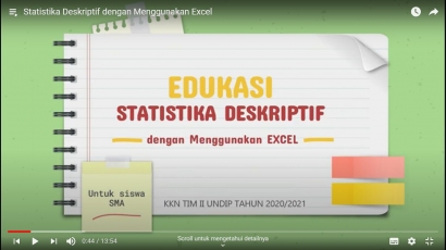 Manfaatkan Youtube, Mahasiswa KKN Undip Kenalkan Statistika Deskriptif Menggunakan Excel pada Siswa SMA