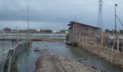 Ngeri! Di Tengah Banjir Pasang Air Laut, Mahasiswa Undip Lakukan Edukasi Pencegahan COVID-19