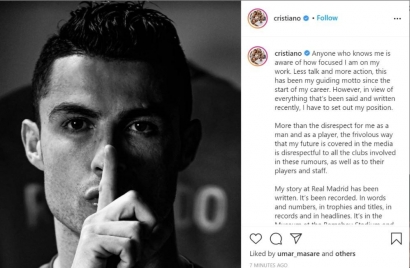 Misteri Pesan Cristiano Ronaldo di Instagram