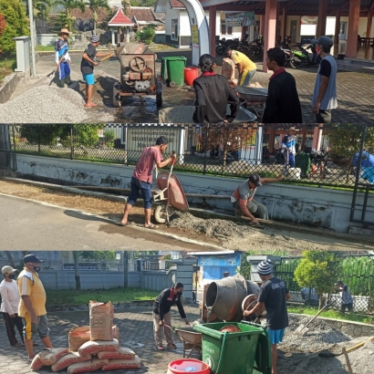 Mahasiswa PMM UMM dan Perangkat Desa Kaumrejo Gotong Royong Membangun Jalan 