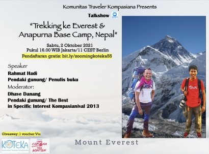 Simak Rasanya Trekking Gunung Everest dalam Kotekatalk-55 Sabtu Ini