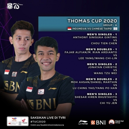 Tim Thomas Cup Indonesia Berhasil Jadi Juara Goup A dan Masuk ke Babak Quarter Final