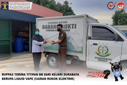 Kejari Surabaya Titipkan Ribuan Cairan (Liquid) Vape di Rupbasan Pasuruan