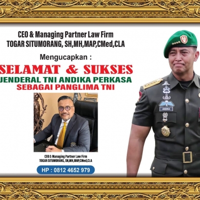 Togar Situmorang: Selamat dan Sukses Atas Pelantikan Jenderal TNI Andika Perkasa sebagai Panglima TNI
