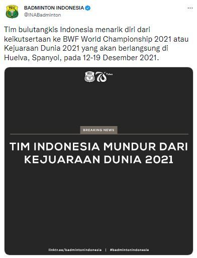 "Rekonstruksi Ulang Mundurnya Tim Bulu Tangkis Indonesia dari Kejuaraan Dunia 2021"
