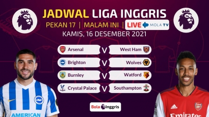 Jadwal Siarang Langsung Liga Inggris Malam Ini Live Mola TV, 16 Desember 2021