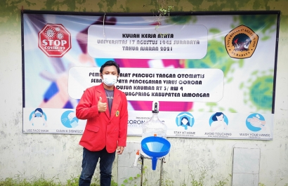KKN Untag Surabaya: Membuat Alat Cuci Tangan Otomatis sebagai Upaya Pencegahan Virus Covid-19