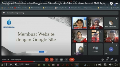 Sosialisasi Pembelajaran dan Penggunaan Google Sites kepada Pelajar SMK Reformasi Jakarta