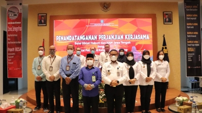 Kabadiklat Hukum dan HAM Jateng Lakukan Penandatanganan Perjanjian Kerja Sama dengan Kepala Bapelkes Semarang