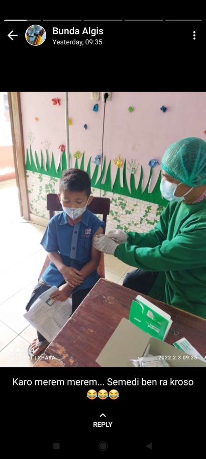 Vaksinasi bersama Siswa SD Negeri Perumnas Condongcatur