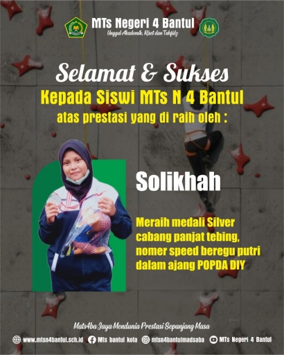 Shalihah, Siswi MTsN 4 Bantul Bawa Pulang Medali Perak pada POPDA DIY