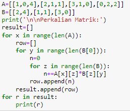 Perkalian Matriks Beda Dimensi Menggunakan Python