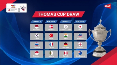 Indonesia Unggulan Pertama Piala Thomas 2022