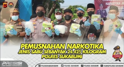 Lebih Dari 24 Kg Sabu yang Bernilai Hampir 30 Miliar Berhasil di Musnahkan Polres Sukabumi