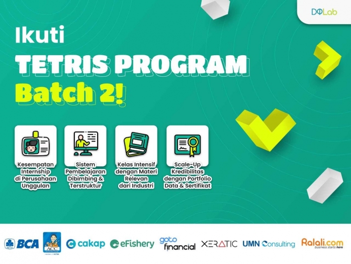 Tetris Program Batch 2 #StackYourSkill, DQLab Kembali Hadir Berikan Beasiswa Data Science & Kesempatan Berkarir