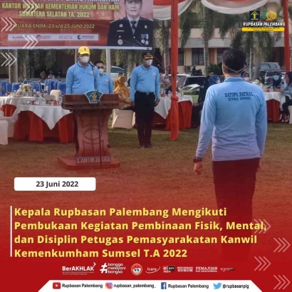 Karupbasan Palembang Ikuti Pembukaan Kegiatan Pembinaan FMD Petugas Pemasyarakatan Kanwil Kemenkumham Sumsel TA 2022