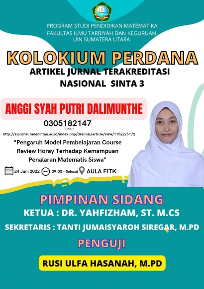 Ujian Kolokium Program Studi Pendidikan Matematika FITK Universitas Islam Negeri Sumatera Utara