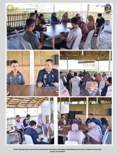 Divisi Keimigrasian Kanwil Kemenkumham Gorontalo Laksanakan Bindalwasnis di Kantor Imigrasi Kelas I TPI Gorontalo