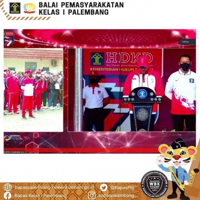 Bapas Palembang Kemenkumham Sumsel ikuti Pembukaan Rangkaian Semarak HDKD Ke-77 Tahun 2022