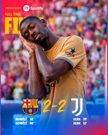 Laga Barcelona Vs Juventus Berakhir Imbang, karena Gol Dembele dan Kean