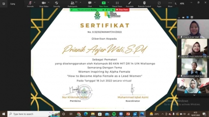 Mengetahui Pentingnya Alpha Female Melalui Webinar Kegiatan KKN MIT UIN Walisongo Semarang