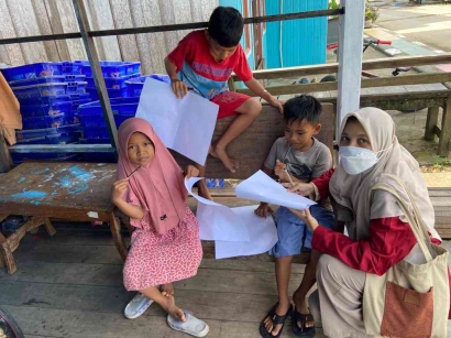 KKN UM Surabaya 2022: Melaksanakan Sosialisasi Kegiatan Cara Menggambar Sketsa terhadap Anak-anak di Posindo, Gunung Bahagia, Balikpapan Selatan