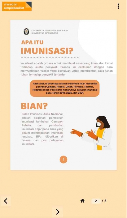 Flipbook sebagai Media Baru Edukasi Literasi tentang Imunisasi BIAN bagi Kader Posyandu di Kelurahan Jomblang