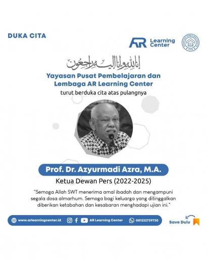 Turut Berduka Ketua Dewan Pers Meninggal, AR Learning Center dan Yayasan Pusat Pembelajaran Nusantara Mendoakan