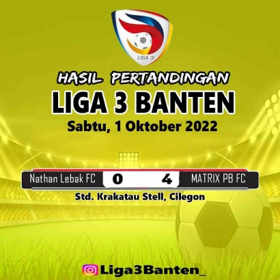 Pertandingan ke Dua Liga 3 Provinsi Banten Matrix menang Besar dari Nathan Lebak