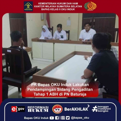 PK Bapas OKU Induk Kemenkumham Sumsel Lakukan Pendampingan Sidang Pengadilan Tahap 1 ABH di PN Baturaja