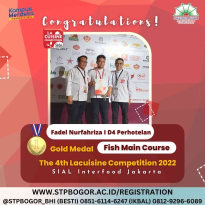 Fadel Nurfahriza Mahasiswa Berprestasi STP Bogor, Raih Mendali Emas dalam The 4th Lacuisine Competition 2022