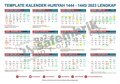 Template Kalender Hijriyah 1444 - 1445 (2023) Vektor