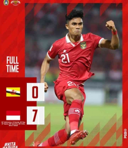 Timnas Indonesia Tampil Perkasa, Gilas Brunei 7 Gol Tanpa Balas