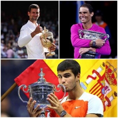 Alcaraz, Nadal dan Djokovic Berebut Trophy Grand Slam 2023