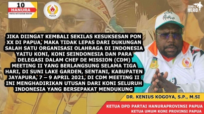 Dr. Kenius Kogoya, S.P, M.Si: Optimisme KONI Se-Indonesia dukung suksesnya PON XX di Papua