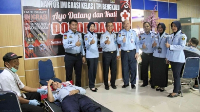 ASN Lapas Bengkulu Berpartisipasi Donorkan Darah pada Hari Bhakti Imigrasi ke-73