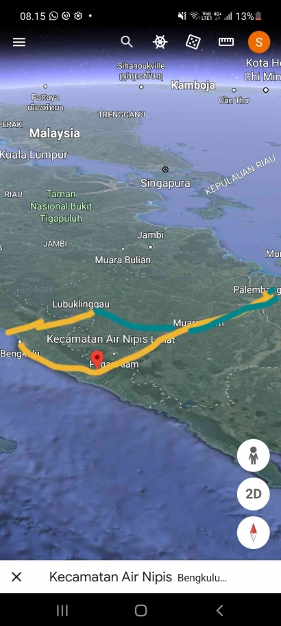 Perjalanan Palembang Manna Seginim pulang Lewat Bengkulu Lubuk Linggau