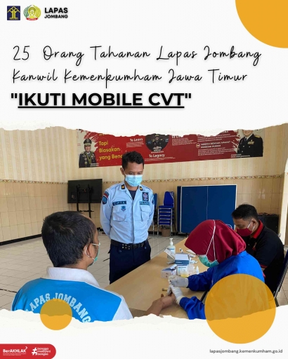 Dua Puluh Lima Orang Tahanan Lapas Jombang Kanwil Kemenkumham Jawa Timur Ikuti Mobile VCT