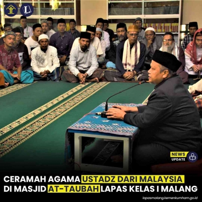 Ada Ustadz dari Malaysia Beri Ceramah Agama di Lapas Kelas I Malang