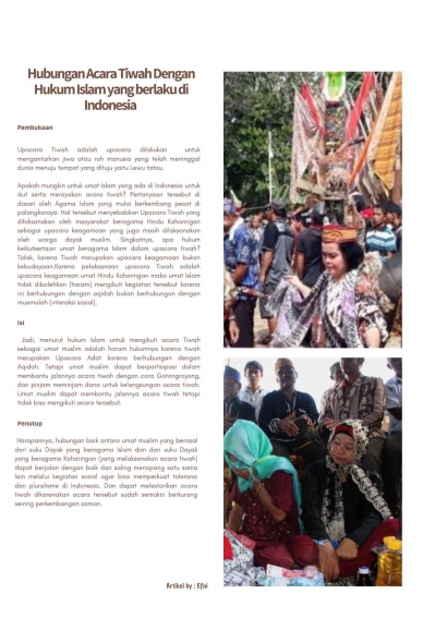Hubungan Acara Tiwah dengan Hukum yang Berlaku di Indonesia