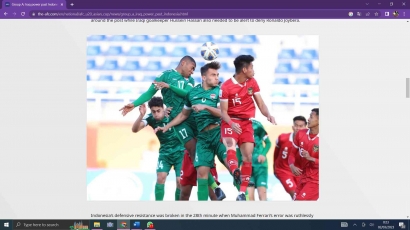 Timnas U20 Indonesia Akui Keunggulan Irak di Matchday Pertama Putaran Final Piala Asia U20 2023
