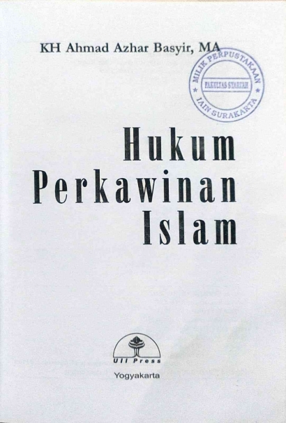 Review Buku Hukum Perkawinan Islam Karya KH. Ahmad Azhar Basyir, MA
