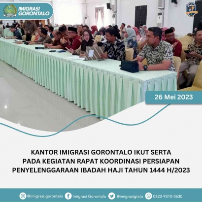 Kantor Imigrasi Gorontalo Ikut Serta pada Kegiatan Rapat Koordinasi Persiapan Penyelenggaraan Ibadah haji Tahun 1444 H/2023 M