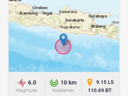 Gempa Bumi 6.0 Dirasakan di Yogyakarta, Pacitan, dan Sekitarnya
