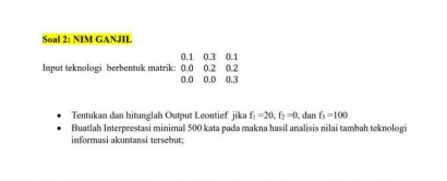 A-301_Kuis 13/14_Perhitungan Matriks Leontief terhadap Input Teknologi