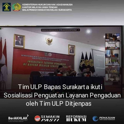 Tim ULP Bapas Surakarta ikuti Sosialisasi Penguatan Layanan Aduan