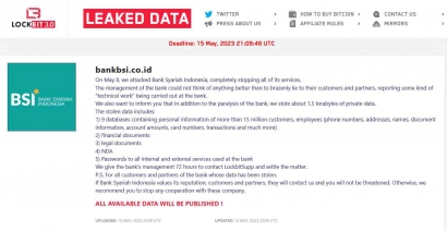 BSI Gagal Negosiasi, Ransomware Lockbit Sebar Data Nasabahnya ke Dark Web