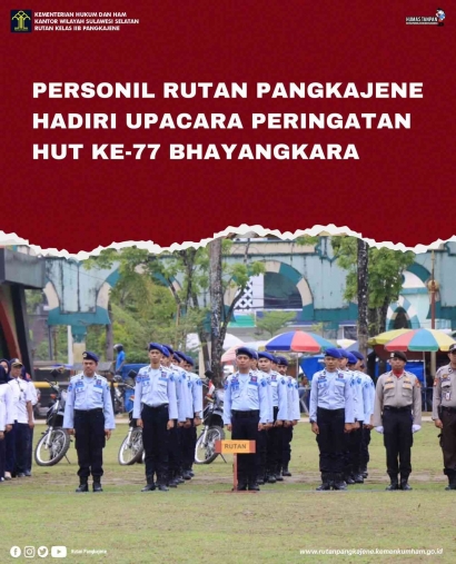 Personil Rutan Pangkajene Hadiri Upacara Peringatan HUT ke-77 Bhayangkara