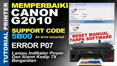 Cara Mudah Reset Manual Printer Canon G2010 Tanpa Memakai Software Resetter, Lampu Berkedip Berganti
