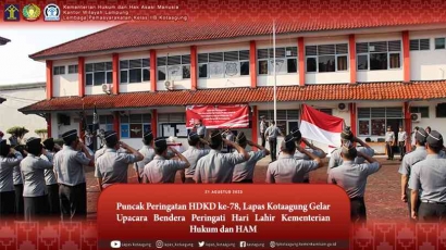 Puncak Peringatan HDKD ke-78, Lapas Kotaagung Gelar Upacara Bendera Peringati Harlah Kemenkumham